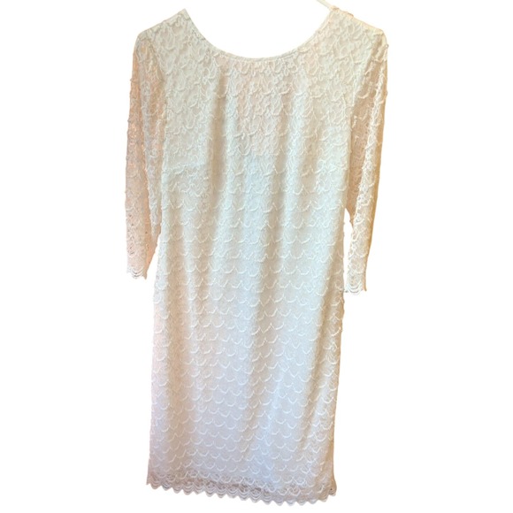 NEW Sheer/laced 3/4 Sleeve White V back Dress Sz 10, Never worn‎ - Picture 1 of 15